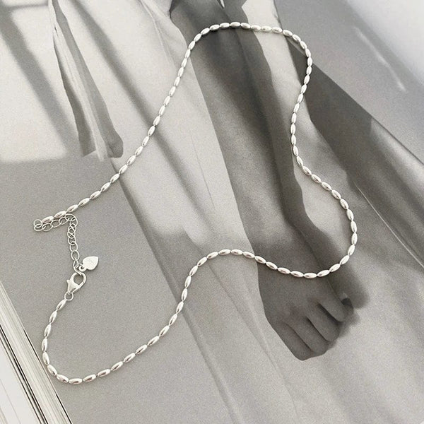 Planet Gates 925 Sterling Silver Necklace With Simple Geometric Beads Choker Shiny And Delicate Collarbone Chain For Women's Fashion Jeweller
