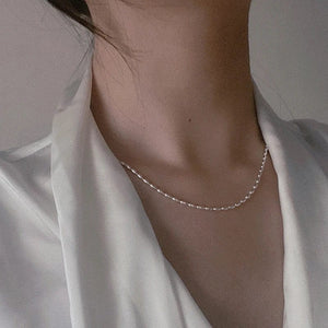 Planet Gates 925 Sterling Silver Necklace With Simple Geometric Beads Choker Shiny And Delicate Collarbone Chain For Women's Fashion Jeweller