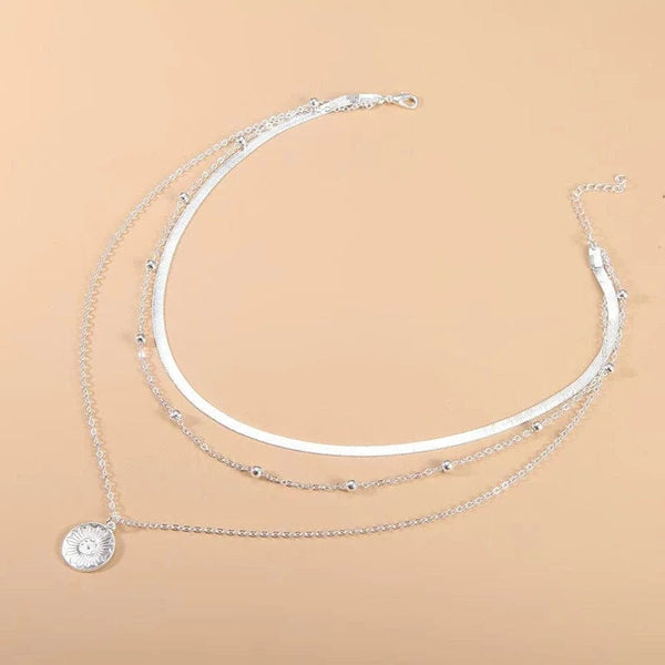 Planet Gates 925 Sterling Silver Three-Layer Round Necklace Simple Snake Chain Charm Ball Chain Party Gift For Women's Exquisite Jewelry