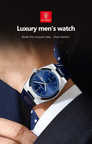 Planet Gates 930 Gold Gold POEDAGAR Luxury Watch for Men Military Leather Man Wristwatch Quartz Clock Waterproof Luminous Date Week Men's Watches Reloj+box