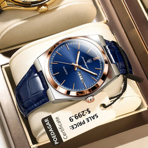 Planet Gates 930 Gold Gold POEDAGAR Luxury Watch for Men Military Leather Man Wristwatch Quartz Clock Waterproof Luminous Date Week Men's Watches Reloj+box