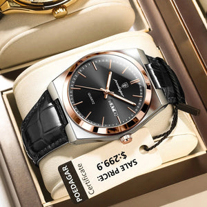 Planet Gates 930 Gold Gold POEDAGAR Luxury Watch for Men Military Leather Man Wristwatch Quartz Clock Waterproof Luminous Date Week Men's Watches Reloj+box