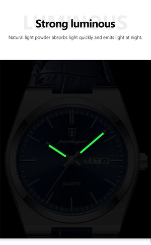 Planet Gates 930 Gold Gold POEDAGAR Luxury Watch for Men Military Leather Man Wristwatch Quartz Clock Waterproof Luminous Date Week Men's Watches Reloj+box