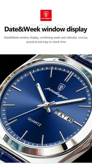 Planet Gates 930 Gold Gold POEDAGAR Luxury Watch for Men Military Leather Man Wristwatch Quartz Clock Waterproof Luminous Date Week Men's Watches Reloj+box