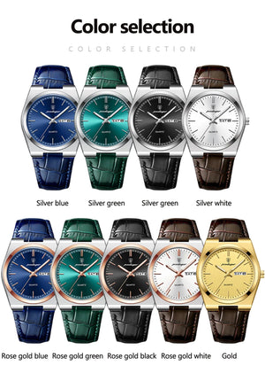 Planet Gates 930 Gold Gold POEDAGAR Luxury Watch for Men Military Leather Man Wristwatch Quartz Clock Waterproof Luminous Date Week Men's Watches Reloj+box