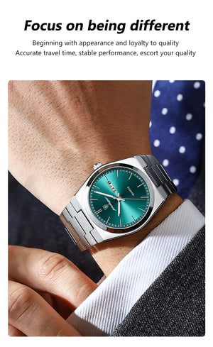 Planet Gates 930 Rose Gold Blue POEDAGAR Luxury Quartz Man Wristwatch Sport Men Watches Waterproof Luminous Date Week Stainless Steel Men's Watch Male Reloj+box