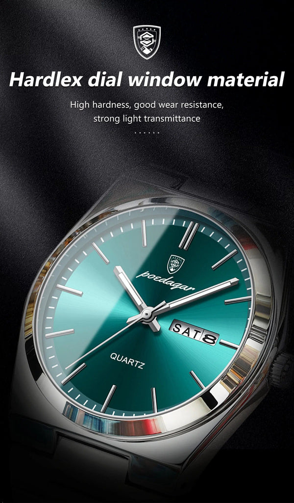 Planet Gates 930 Rose Gold Blue POEDAGAR Luxury Quartz Man Wristwatch Sport Men Watches Waterproof Luminous Date Week Stainless Steel Men's Watch Male Reloj+box