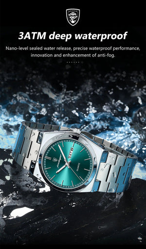 Planet Gates 930 Rose Gold Blue POEDAGAR Luxury Quartz Man Wristwatch Sport Men Watches Waterproof Luminous Date Week Stainless Steel Men's Watch Male Reloj+box