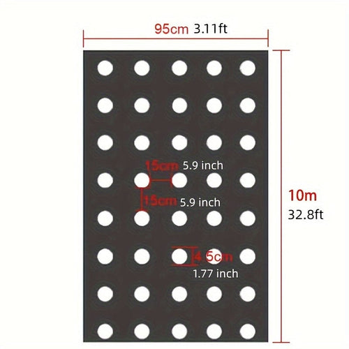 Planet Gates 94.79X999.74cm 1pc Plastic Film With Planting Holes, Garden Weed Control Barrier Film Mulching Breathable Gardening Farming Landscape Sheeting For Moisture Temperature Maintaining
