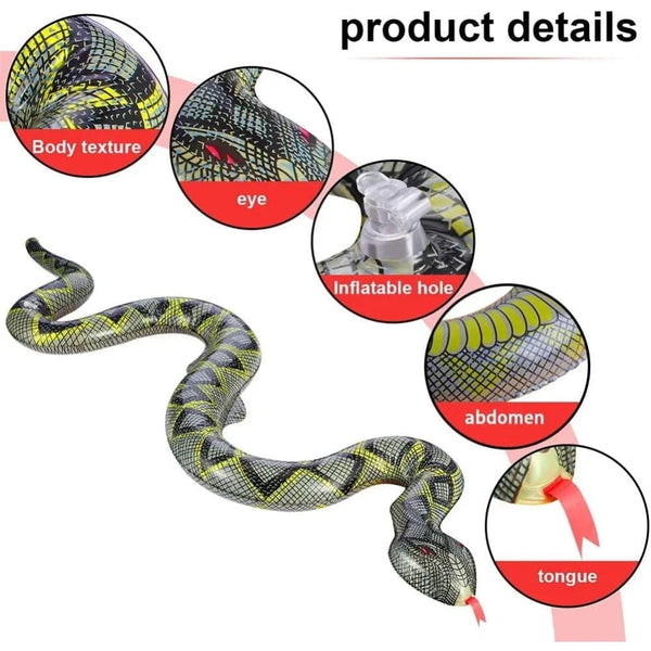Planet Gates 95cm Inflatable Snake Tricky Toy False Snake Halloween Prank Props Garden Pool Toy Simulation Inflatable Snake Tricky Water Toy