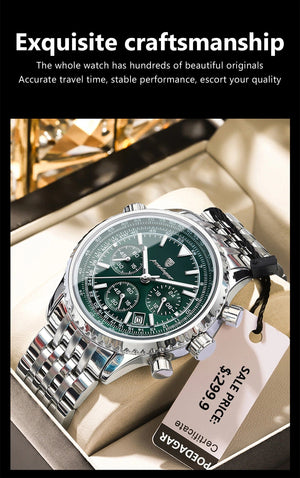 Planet Gates 960 Rose Gold Gold POEDAGAR Luxury Military Watch for Men Waterproof Luminous Date Chronograph Man Watch Sport Quartz Stainless Steel Men's Watches