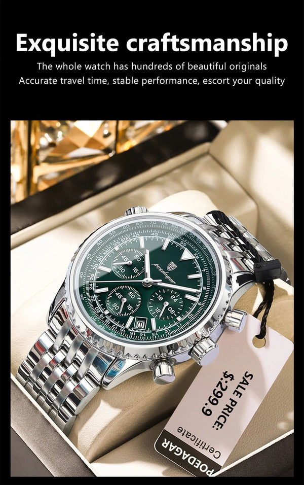 Planet Gates 960 Rose Gold Gold POEDAGAR Luxury Military Watch for Men Waterproof Luminous Date Chronograph Man Watch Sport Quartz Stainless Steel Men's Watches