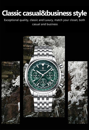 Planet Gates 960 Rose Gold Gold POEDAGAR Luxury Military Watch for Men Waterproof Luminous Date Chronograph Man Watch Sport Quartz Stainless Steel Men's Watches