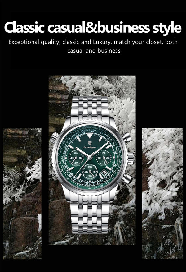 Planet Gates 960 Rose Gold Gold POEDAGAR Luxury Military Watch for Men Waterproof Luminous Date Chronograph Man Watch Sport Quartz Stainless Steel Men's Watches