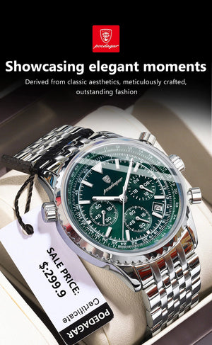 Planet Gates 960 Rose Gold Gold POEDAGAR Luxury Military Watch for Men Waterproof Luminous Date Chronograph Man Watch Sport Quartz Stainless Steel Men's Watches