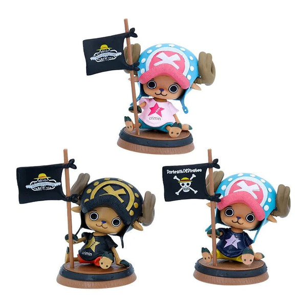 Planet Gates 9cm One Piece Figure Anime Chopper With Flag Action Figurine Doll Model Toys PVC Statue Collection Car Decoration Children Gifts