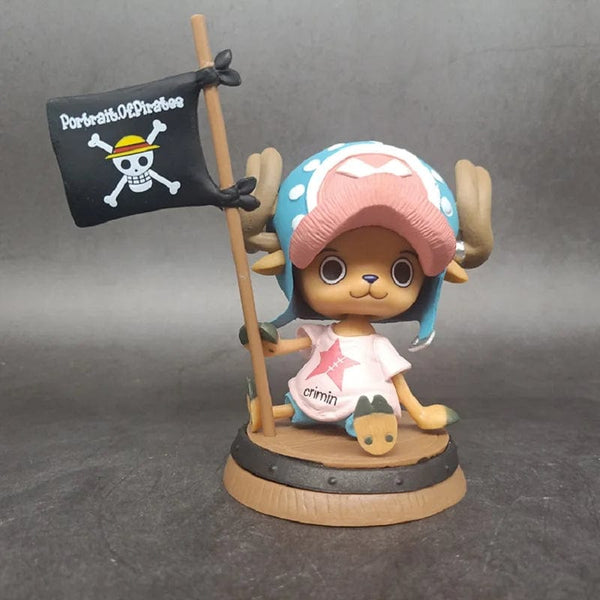 Planet Gates 9cm One Piece Figure Anime Chopper With Flag Action Figurine Doll Model Toys PVC Statue Collection Car Decoration Children Gifts
