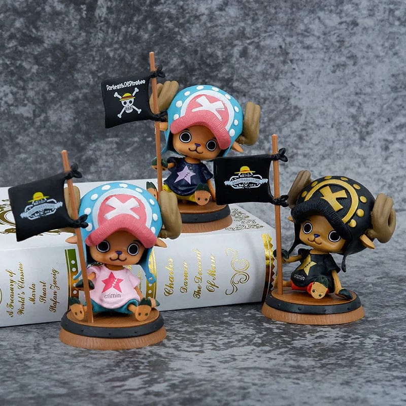 Planet Gates 9cm One Piece Figure Anime Chopper With Flag Action Figurine Doll Model Toys PVC Statue Collection Car Decoration Children Gifts