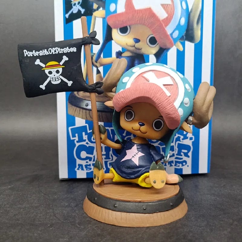 Planet Gates 9cm One Piece Figure Anime Chopper With Flag Action Figurine Doll Model Toys PVC Statue Collection Car Decoration Children Gifts