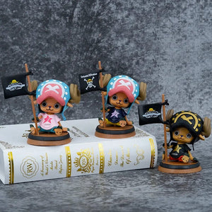 Planet Gates 9cm One Piece Figure Anime Chopper With Flag Action Figurine Doll Model Toys PVC Statue Collection Car Decoration Children Gifts