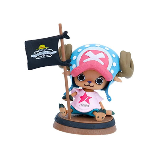 Planet Gates 9cm One Piece Figure Anime Chopper With Flag Action Figurine Doll Model Toys PVC Statue Collection Car Decoration Children Gifts