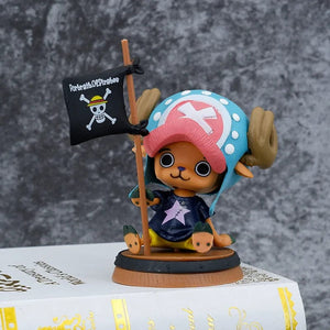Planet Gates 9cm One Piece Figure Anime Chopper With Flag Action Figurine Doll Model Toys PVC Statue Collection Car Decoration Children Gifts