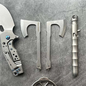 Planet Gates 9Cr18Mov Stainless Steel Axe blade Kinfe Pendant Outdoor Decorations Necklace Bracelet Camping Gear EDC Tools K-sheath Bead Chai