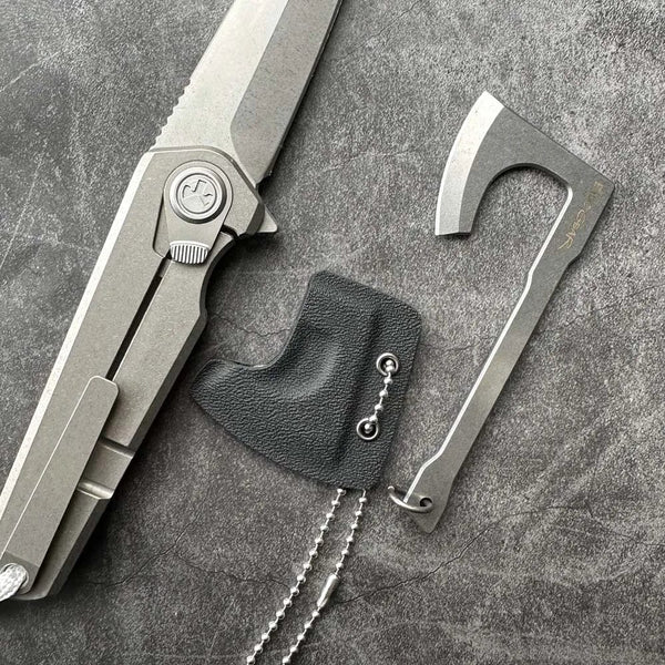Planet Gates 9Cr18Mov Stainless Steel Axe blade Kinfe Pendant Outdoor Decorations Necklace Bracelet Camping Gear EDC Tools K-sheath Bead Chai
