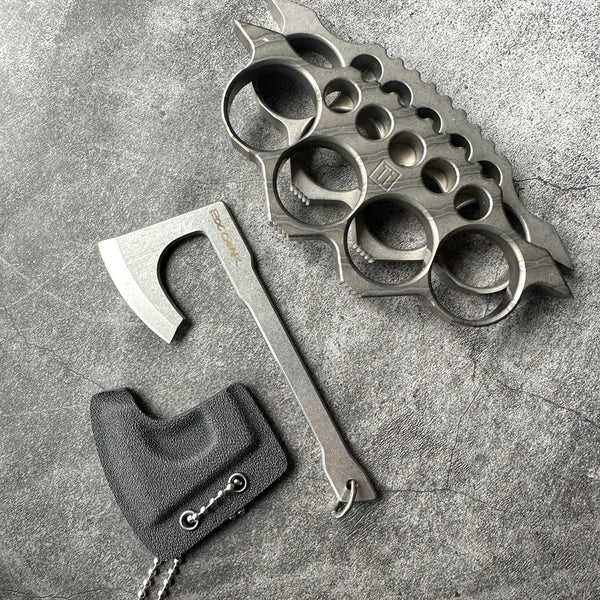 Planet Gates 9Cr18Mov Stainless Steel Axe blade Kinfe Pendant Outdoor Decorations Necklace Bracelet Camping Gear EDC Tools K-sheath Bead Chai