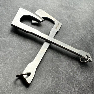 Planet Gates 9Cr18Mov Stainless Steel Axe blade Kinfe Pendant Outdoor Decorations Necklace Bracelet Camping Gear EDC Tools K-sheath Bead Chai