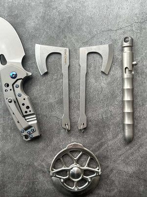 Planet Gates 9Cr18Mov Stainless Steel Axe blade Kinfe Pendant Outdoor Decorations Necklace Bracelet Camping Gear EDC Tools K-sheath Bead Chai