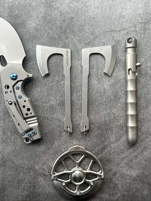 Planet Gates 9Cr18Mov Stainless Steel Axe blade Kinfe Pendant Outdoor Decorations Necklace Bracelet Camping Gear EDC Tools K-sheath Bead Chai