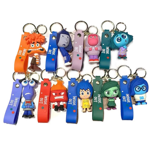 Planet Gates 9PCS 3D Anime Figures Doll Brain Agent Team INSIDE OUT Cartoon Keychain Car Keychain Ring Pendant Animation Action Figure Small Gift