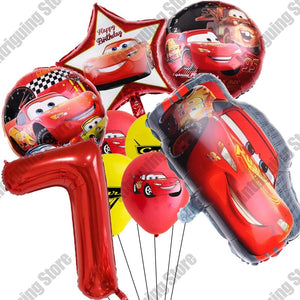 Planet Gates 9pcs set 7 / as picture Disney Cars Lightning McQueen 32" Number Balloon Set   Baby Shower Supplies Birthday Party Decorations Kids Toy Gifts Air Globos