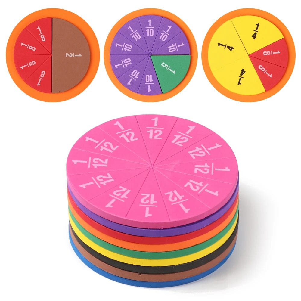 Planet Gates 9Set EVA Round Shaped Fractions Instrument Montessori Math Educational Toys Math Learning Tool Student Teaching Gifts