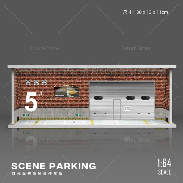 Planet Gates A 1/64 Simulated Parking Lot Model Miniature Scene Parking Lot PVC Assembly with Light Parking Space Model Display Frame