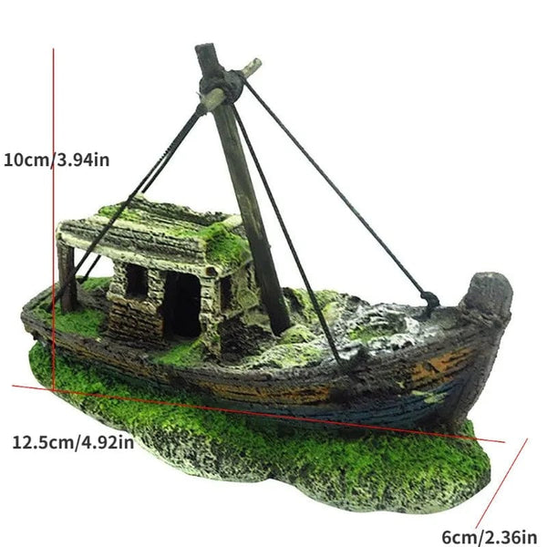 Planet Gates A 1PC Aquarium Fish Tank Landscape Pirate Ship Wreck Ship Decor Resin Boat Ornament Aquarium Accessories Decoration