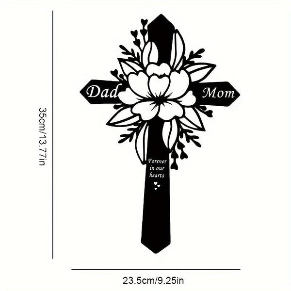 Planet Gates A 1pc, Cemetery Memorial Cross Metal Garden Memorial Cross Grave Memorial Dad Mon Grave Decoration Outdoor Garden Courtyard Decoration Metal Stake