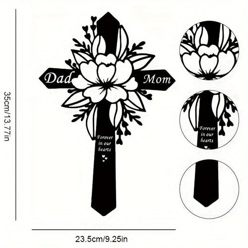 Planet Gates A 1pc, Cemetery Memorial Cross Metal Garden Memorial Cross Grave Memorial Dad Mon Grave Decoration Outdoor Garden Courtyard Decoration Metal Stake