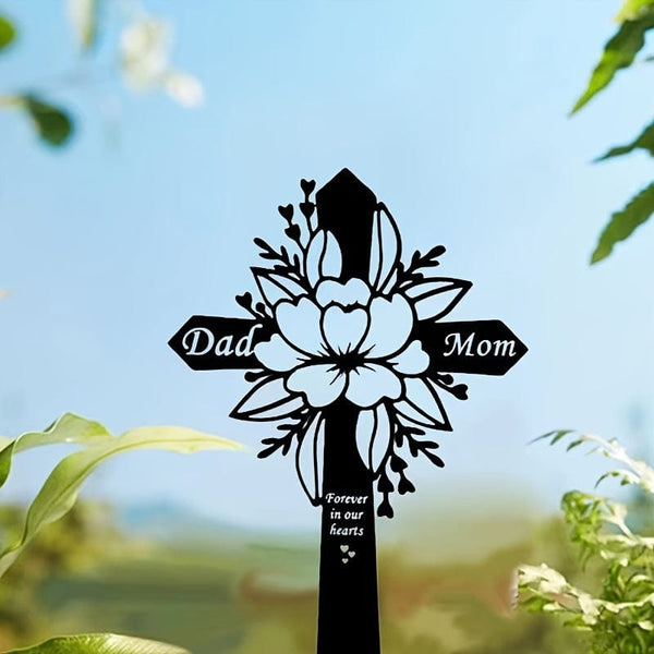 Planet Gates A 1pc, Cemetery Memorial Cross Metal Garden Memorial Cross Grave Memorial Dad Mon Grave Decoration Outdoor Garden Courtyard Decoration Metal Stake