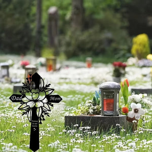 Planet Gates A 1pc, Cemetery Memorial Cross Metal Garden Memorial Cross Grave Memorial Dad Mon Grave Decoration Outdoor Garden Courtyard Decoration Metal Stake