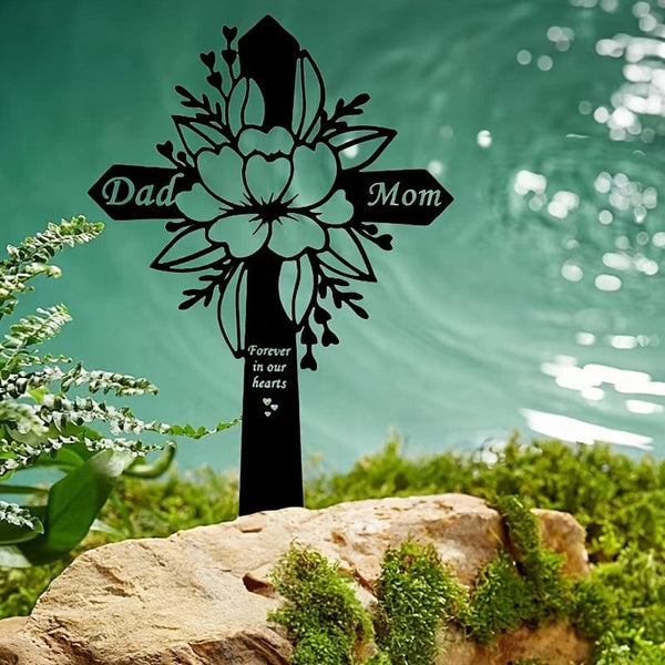 Planet Gates A 1pc, Cemetery Memorial Cross Metal Garden Memorial Cross Grave Memorial Dad Mon Grave Decoration Outdoor Garden Courtyard Decoration Metal Stake
