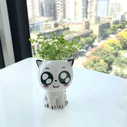 Planet Gates A 1pc Ceramic Flowerpot Mini Cat Cartoon Cute Potted Plant Desktop Cat Plant Pot DIY Desk Decorate Science Education School Gifts