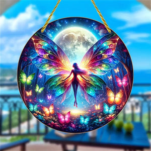 Planet Gates A 1pc, Fairy Suncatcher, Butterfly Elf Dye Plastic Window Hanging, Acrylic Sign, Hanging Ornament, Round Sign, Garland Decor, Holiday Gift (6x6 Inch 15CMx15CM) Window Decor, Wall Decor, Home Decor, Room Decor
