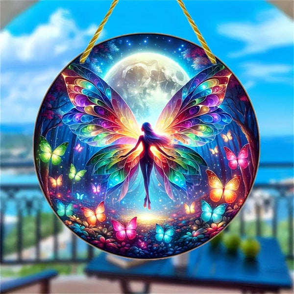 Planet Gates A 1pc, Fairy Suncatcher, Butterfly Elf Dye Plastic Window Hanging, Acrylic Sign, Hanging Ornament, Round Sign, Garland Decor, Holiday Gift (6x6 Inch 15CMx15CM) Window Decor, Wall Decor, Home Decor, Room Decor