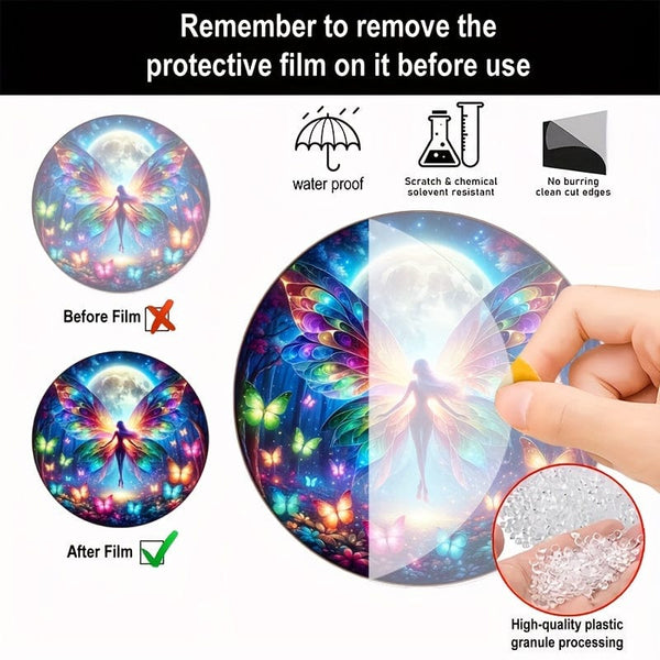 Planet Gates A 1pc, Fairy Suncatcher, Butterfly Elf Dye Plastic Window Hanging, Acrylic Sign, Hanging Ornament, Round Sign, Garland Decor, Holiday Gift (6x6 Inch 15CMx15CM) Window Decor, Wall Decor, Home Decor, Room Decor