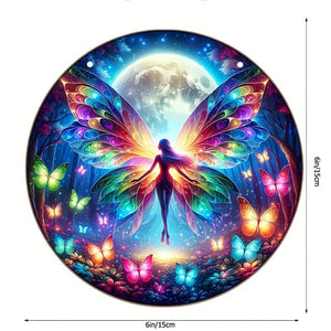 Planet Gates A 1pc, Fairy Suncatcher, Butterfly Elf Dye Plastic Window Hanging, Acrylic Sign, Hanging Ornament, Round Sign, Garland Decor, Holiday Gift (6x6 Inch 15CMx15CM) Window Decor, Wall Decor, Home Decor, Room Decor