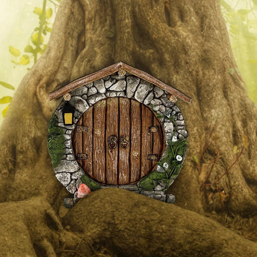 Planet Gates "A" 1pc Miniature Fairy Gnome Door - Add a Magical Touch to Your Garden with This Enchanting Sculpture Decor!