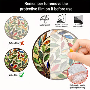 Planet Gates A 1pc Olive Leaf Suncatcher, Stained Window Hanging, Acrylic Sign, Gifts For Women, Spring Decor, Round Sign, Wreath Sign, Wreath Center, Birthday Gifts For Women, Housewarming Gift, 6x6in/15x15CM, Window Decor, Porch Decor,