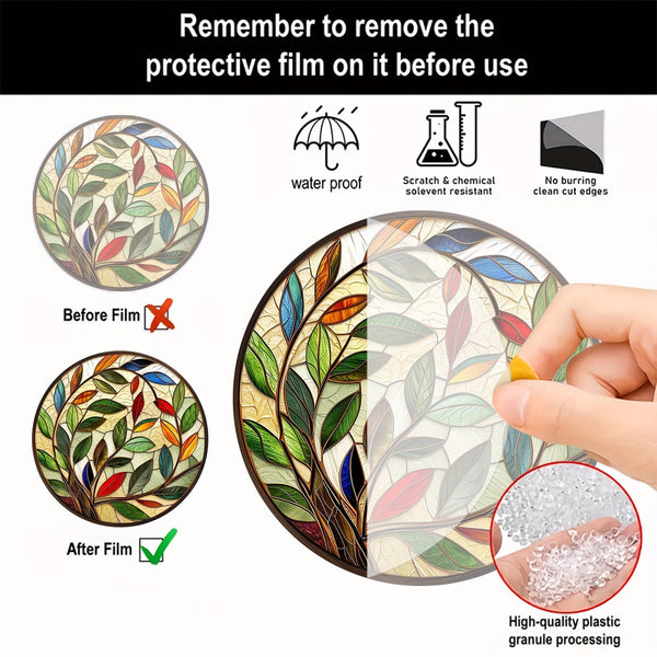 Planet Gates A 1pc Olive Leaf Suncatcher, Stained Window Hanging, Acrylic Sign, Gifts For Women, Spring Decor, Round Sign, Wreath Sign, Wreath Center, Birthday Gifts For Women, Housewarming Gift, 6x6in/15x15CM, Window Decor, Porch Decor,